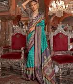 Blue ethnic motifs zari banarasi saree