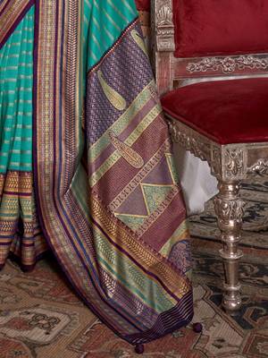 Blue ethnic motifs zari banarasi saree 5