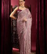 Lavender ethnic motifs sequinned saree