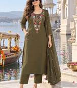 women ethnic motifs embroidered regular mirror work  cotton kurta with trousers & with