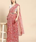 Red poly georgette saree
