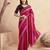 Red striped beads and stones satin saree