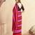 Red striped beads and stones satin saree