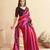 Red striped beads and stones satin saree