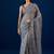 Grey grey floral embroidered sequence  chiffon saree