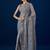 Grey grey floral embroidered sequence  chiffon saree
