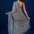 Grey grey floral embroidered sequence  chiffon saree