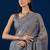 Grey grey floral embroidered sequence  chiffon saree