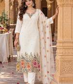 women floral embroidered kurta with trousers & with dupatta
