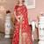 Red red floral woven design zari detailed organza saree