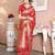 Red red floral woven design zari detailed organza saree