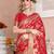 Red red floral woven design zari detailed organza saree