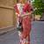 Pink woven design zari silk blend banarasi saree