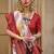 Pink woven design zari silk blend banarasi saree