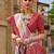 Pink woven design zari silk blend banarasi saree