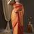 Peach peach-coloured & red woven design zari  georgette kanjeevaram saree
