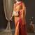 Peach peach-coloured & red woven design zari  georgette kanjeevaram saree