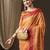 Peach peach-coloured & red woven design zari  georgette kanjeevaram saree