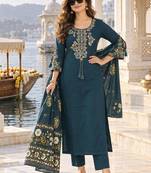 women ethnic motifs embroidered regular thread work  cotton kurta with trousers & with