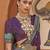 Purple purple & green geometric woven design zari saree