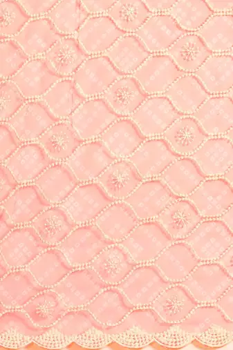 Peach bandhani organza saree