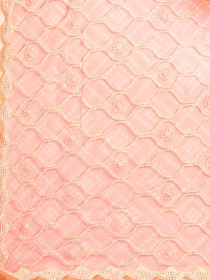 Peach bandhani organza saree 5