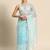 Turquoise organza bandhani saree