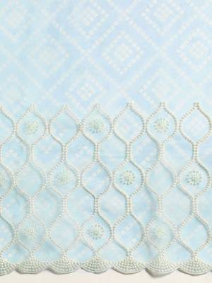 Turquoise organza bandhani saree 4