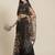 Black black floral organza saree