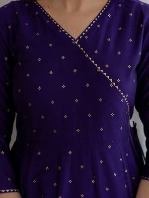 women ethnic motifs printed angrakha kurta with trousers & with dupatta 5