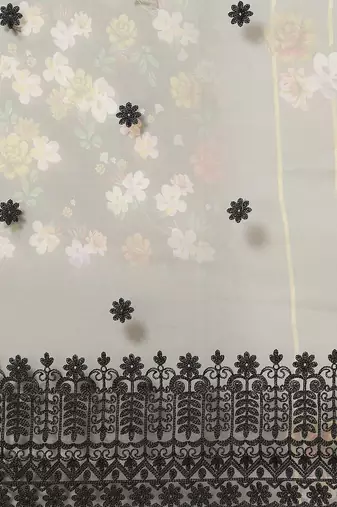Black black floral organza saree