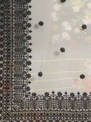 Black black floral organza saree 5
