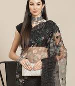 Black black floral organza saree