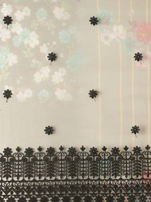 Black black floral organza saree 4
