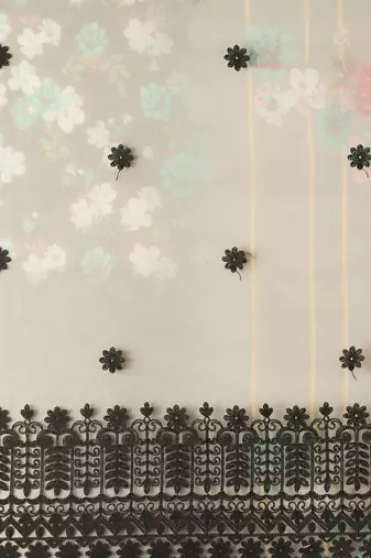 Black black floral organza saree