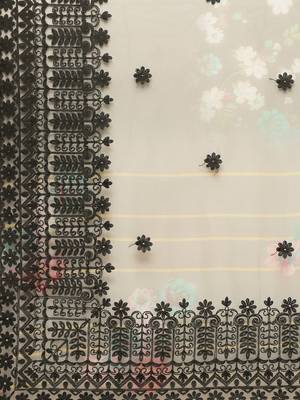 Black black floral organza saree 5