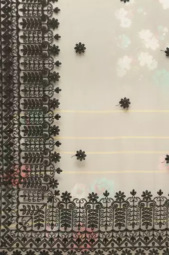Black black floral organza saree