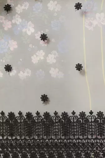 Black black floral organza saree