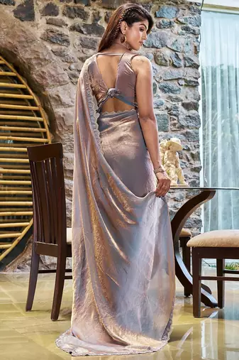 Multicolor embellished beads and stones  chiffon saree