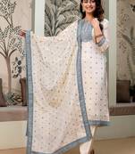 women ethnic motifs embroidered regular thread work kurta with trousers & with dupatta