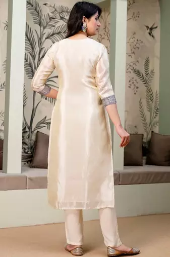 women ethnic motifs embroidered regular thread work kurta with trousers & with dupatta