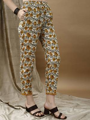 women floral printed regular cotton anarkali kurta with trousers & dupatta 7