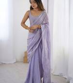 Lavender women embellished sequinned tissue saree