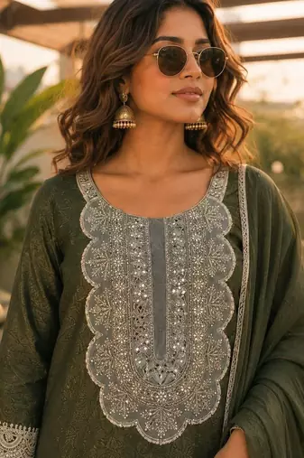 women ethnic motifs regular mirror work kurta with patiala & with dupatta