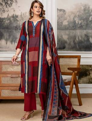 women printed regular  cotton kurta with palazzos & with dupatta 2