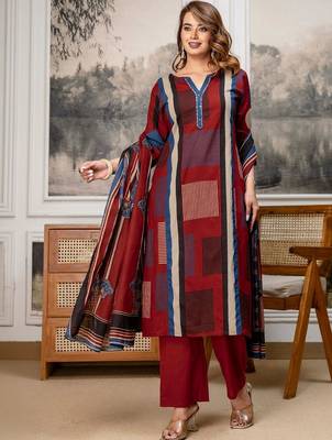 women printed regular  cotton kurta with palazzos & with dupatta 3
