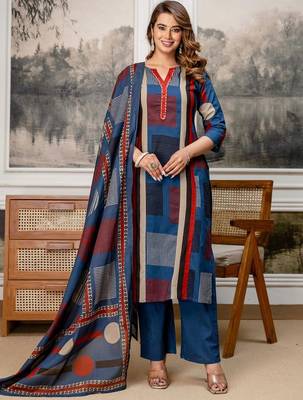 women printed regular  cotton kurta with palazzos & with dupatta 1