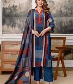 women printed regular  cotton kurta with palazzos & with dupatta