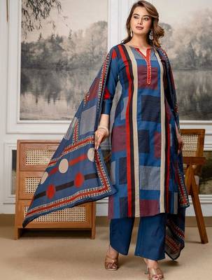 women printed regular  cotton kurta with palazzos & with dupatta 4