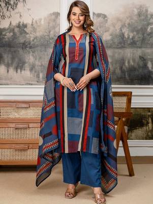 women printed regular  cotton kurta with palazzos & with dupatta 5